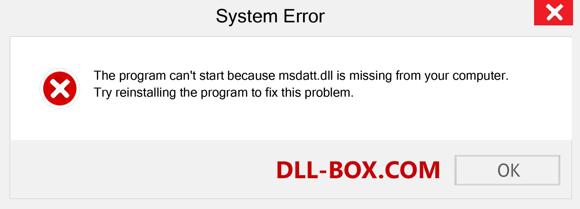  msdatt.dll file is missing?. Download for Windows 7, 8, 10 - Fix  msdatt dll Missing Error on Windows, photos, images